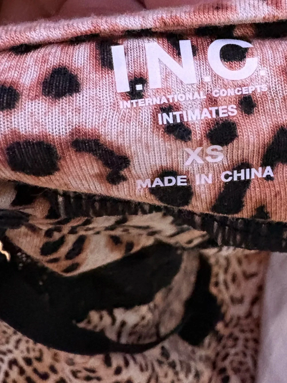 INC International Concepts Pink Leopard Print Slip Dress with Black Lace